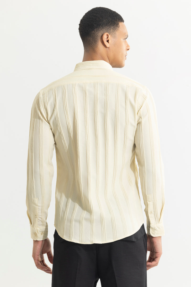 Buy Men's Streaking Striped Cream Shirt Online | SNITCH
