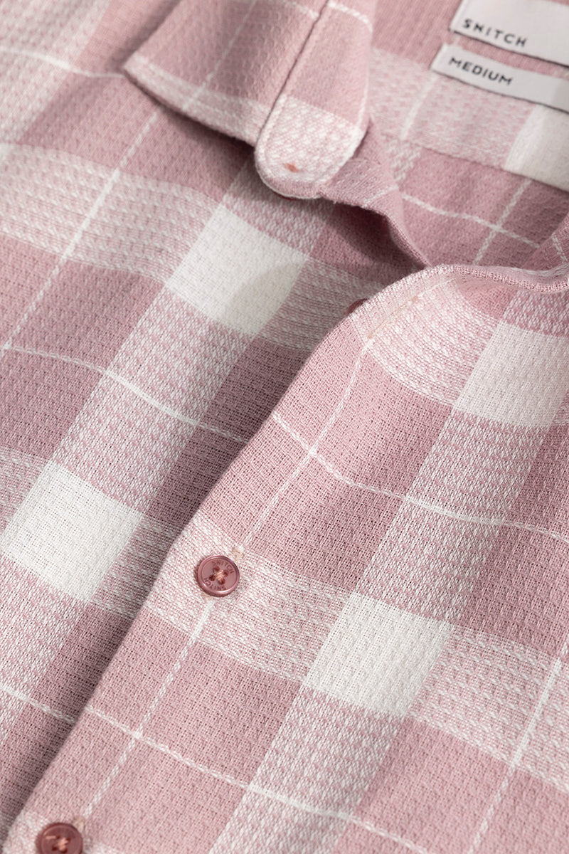 Buy Men s Plaid Grid Baby Pink Checks Shirt Online SNITCH