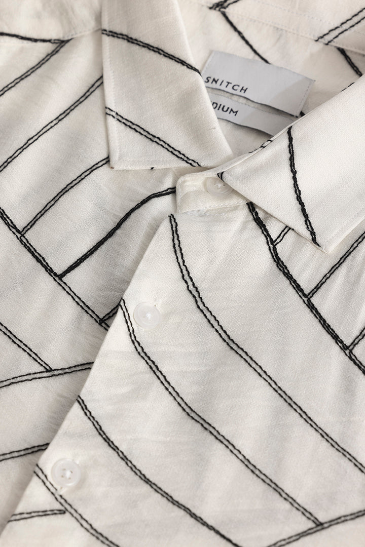 Scribline White Embroidered Shirt