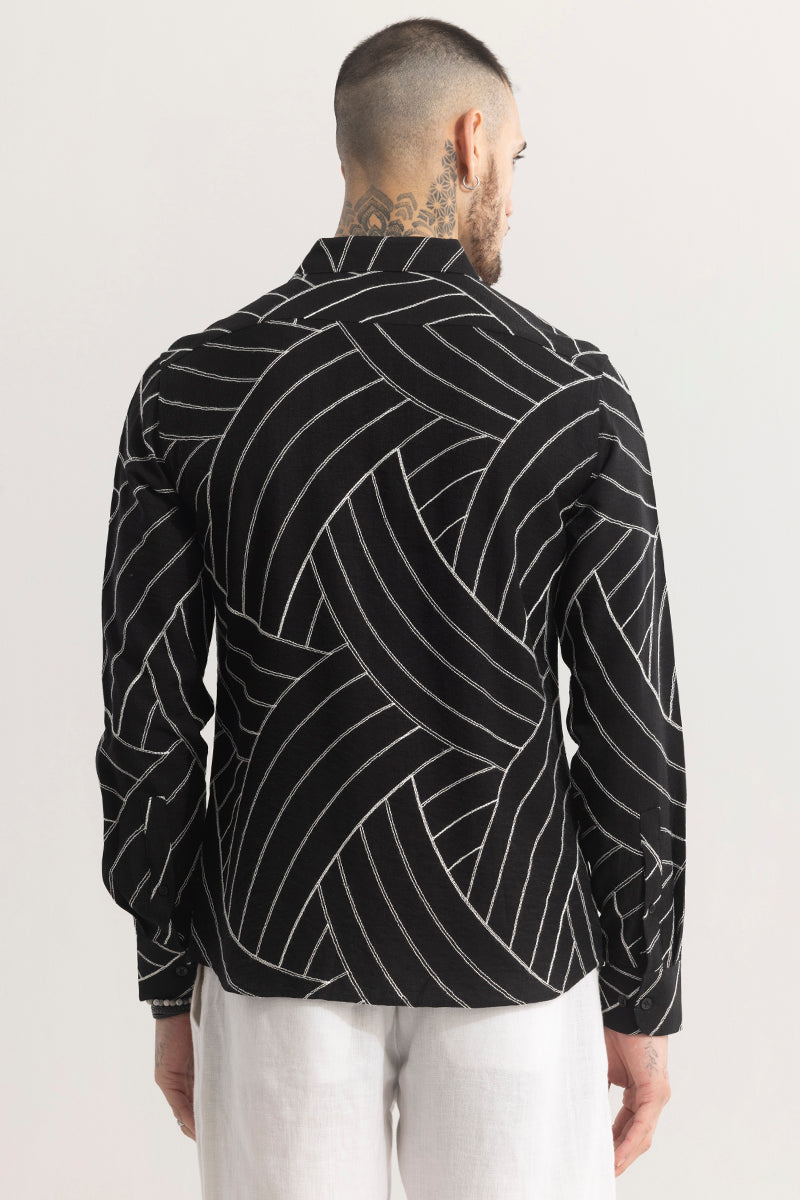 Scribline Black Embroidered Shirt