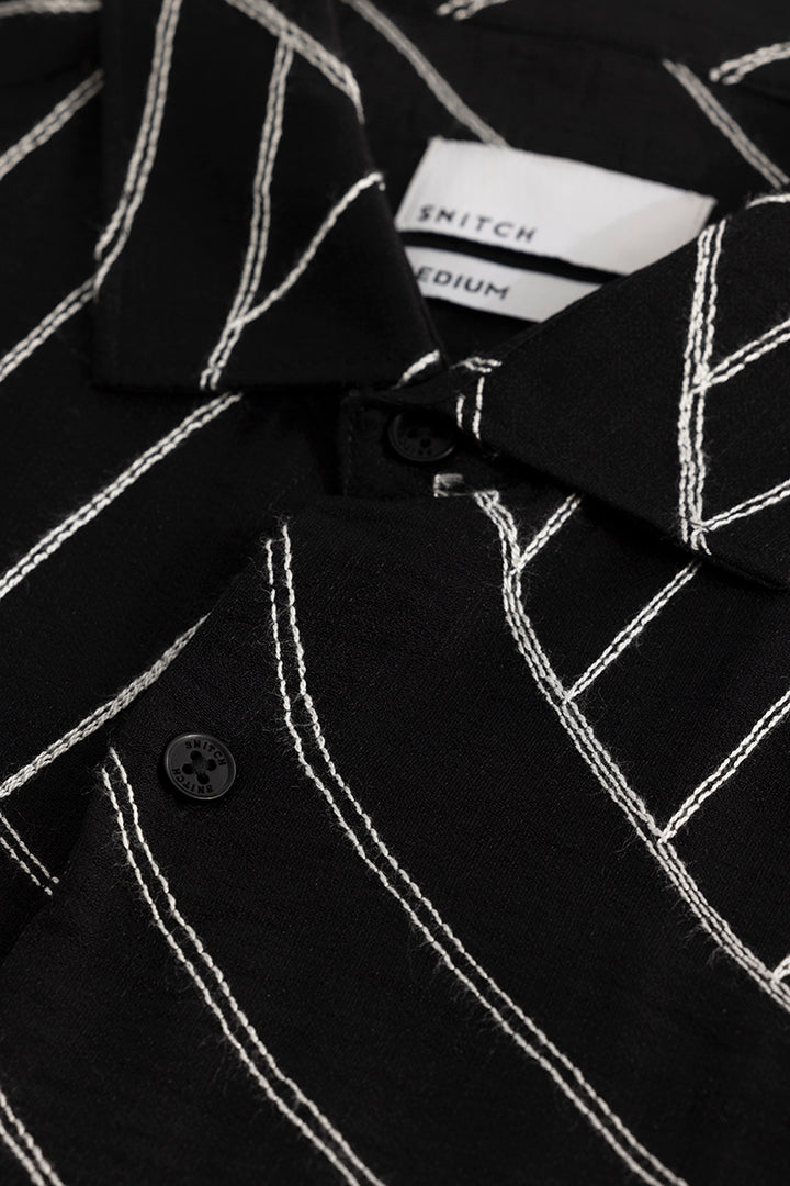 Scribline Black Embroidered Shirt