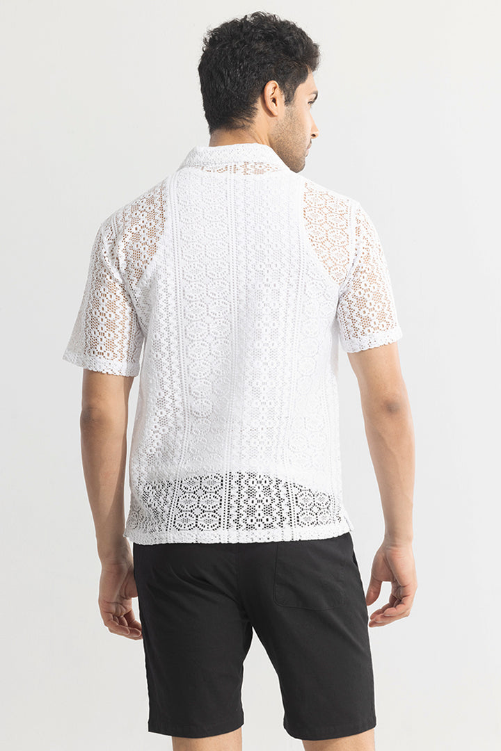 Tailored Vision White Crochet Shirt