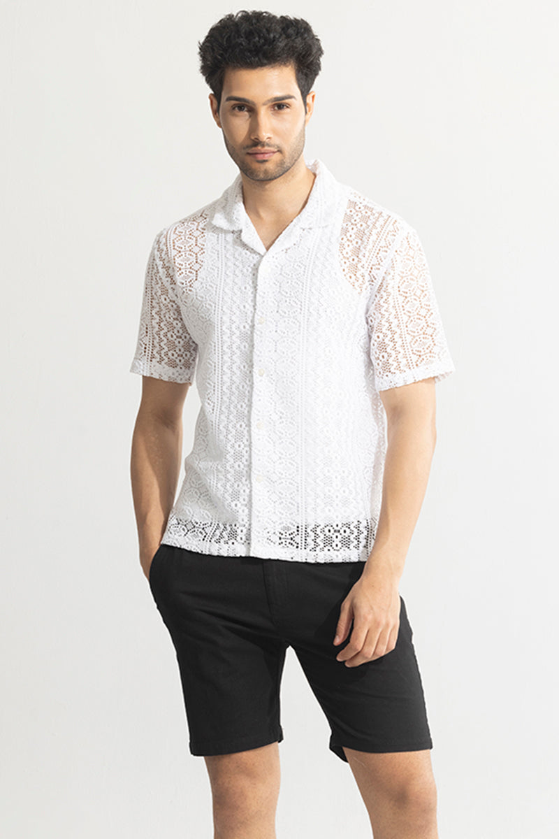 Tailored Vision White Crochet Shirt