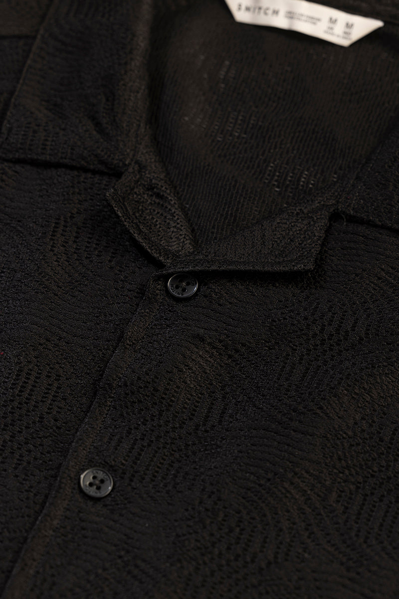 Intricate Black Crochet Shirt