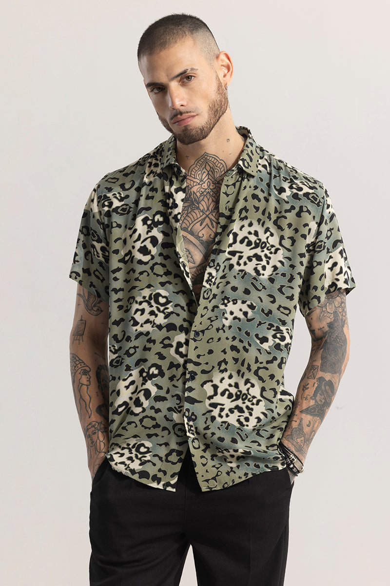 Buy Mens Pantherine Green Animal Shirt Online Snitch SNITCH