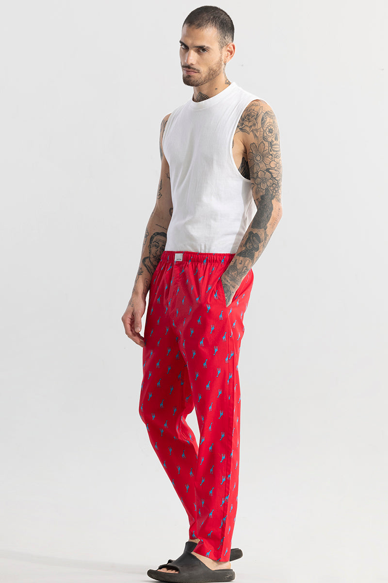 Buy Men s Giraffe Print Red Pyjama Online SNITCH