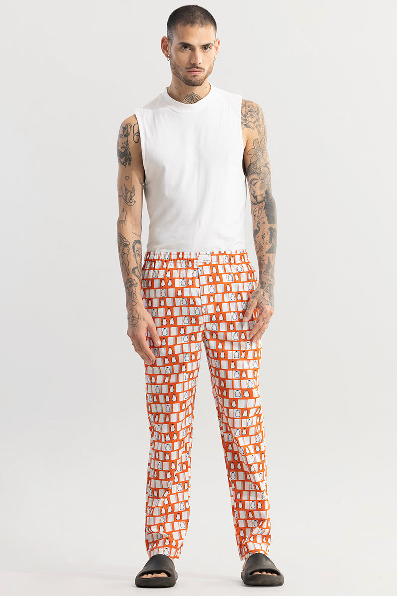 Penguin Print Orange Pyjama