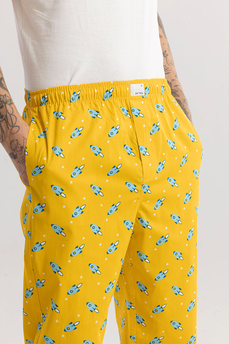 Rocket Print Yellow Pyjama