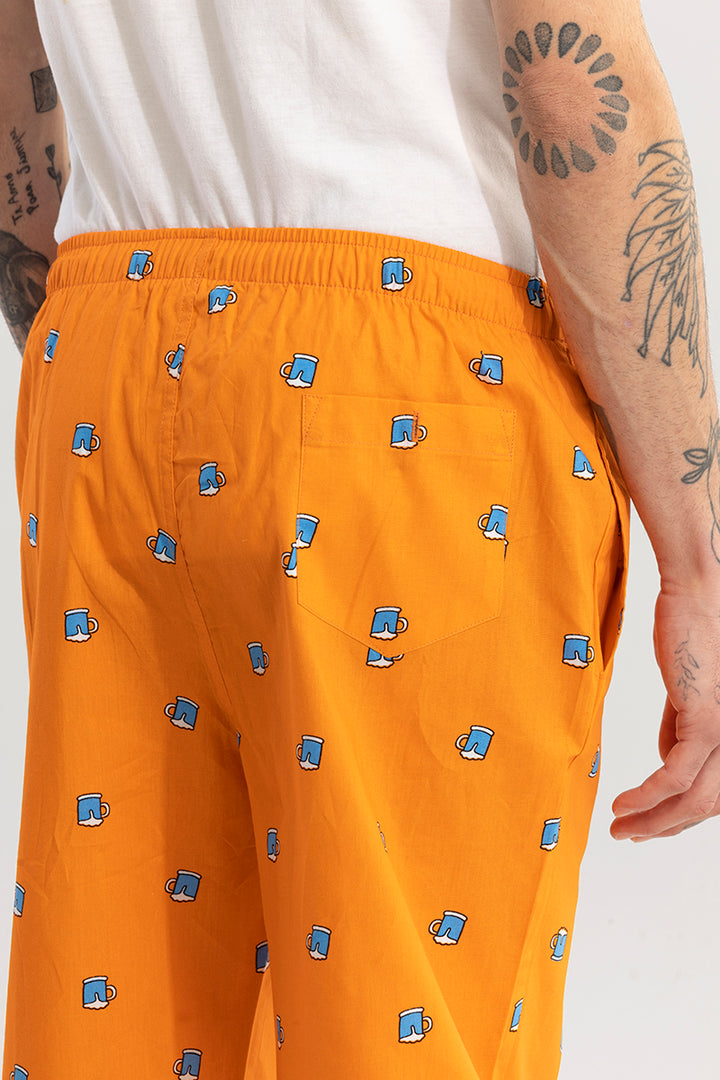 Beer Print Orange Pyjama