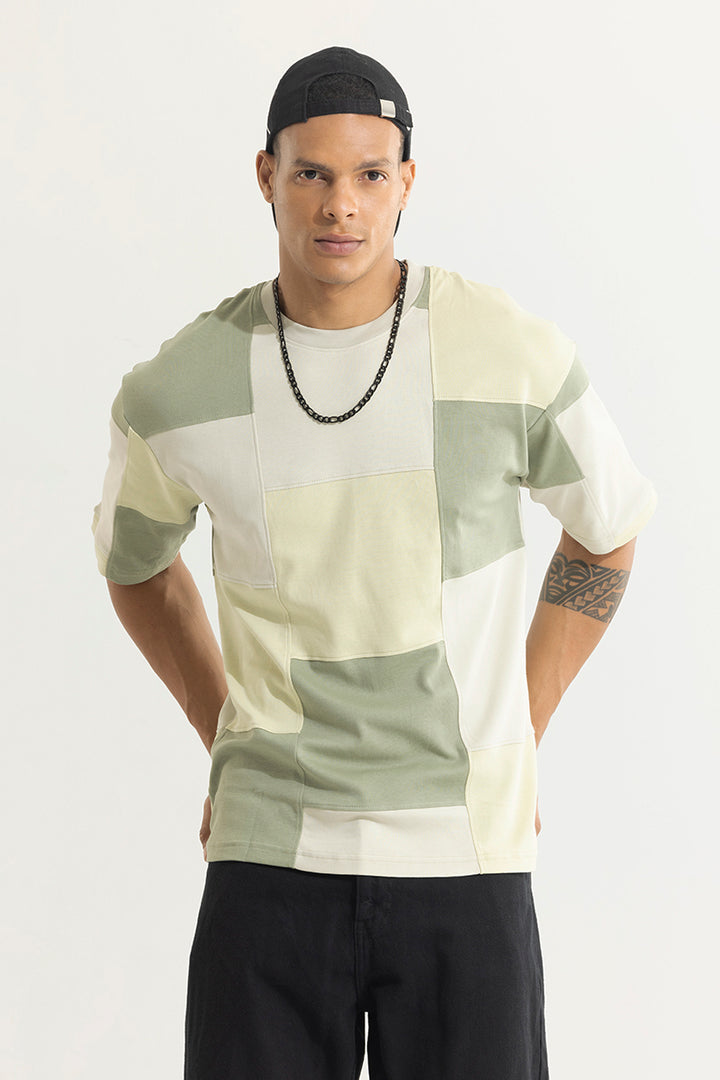 Colour Cut & Sew Green Oversized T-Shirt