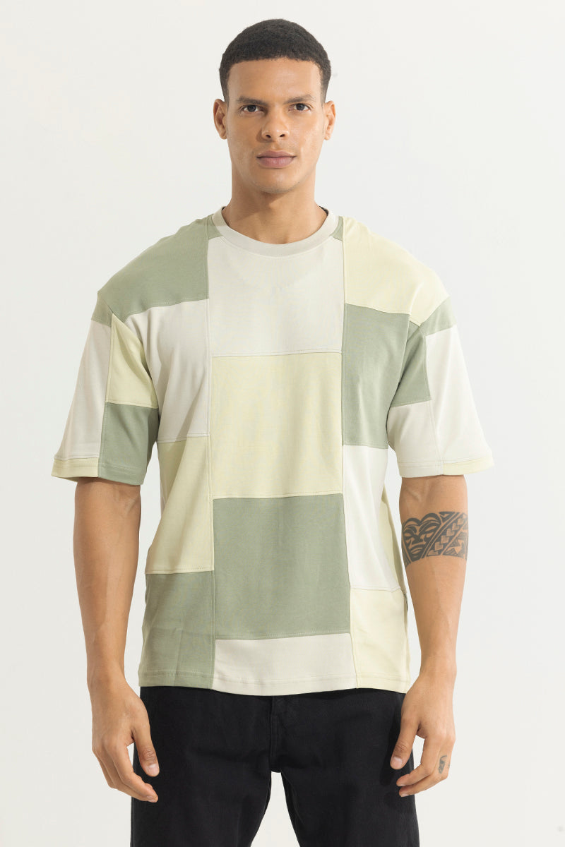 Colour Cut & Sew Green Oversized T-Shirt
