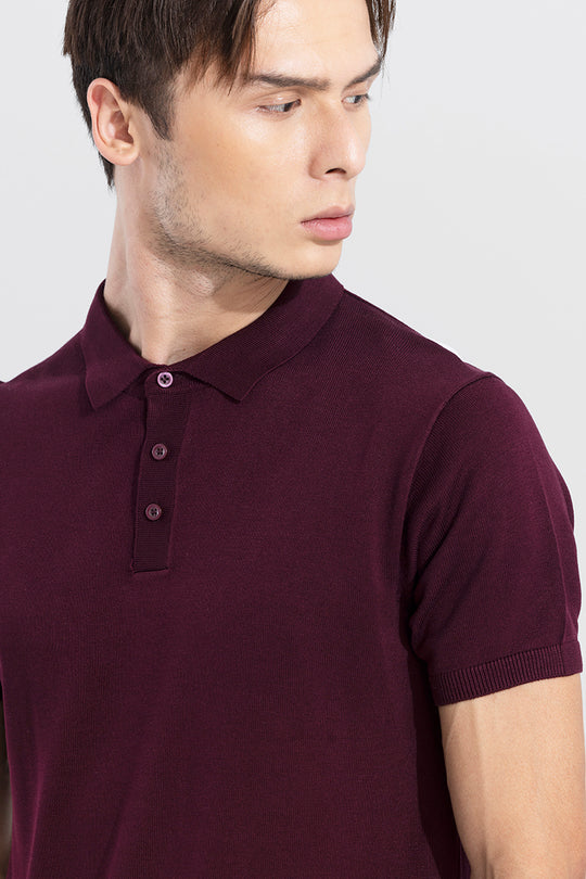 Buy Men's Effortless Chic Wine Polo T-Shirt Online | SNITCH