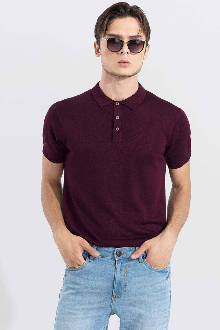 Effortless Chic Wine Polo T-Shirt