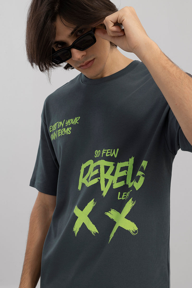 Buy Men s So Few Rebels Grey Oversized T Shirt Online SNITCH