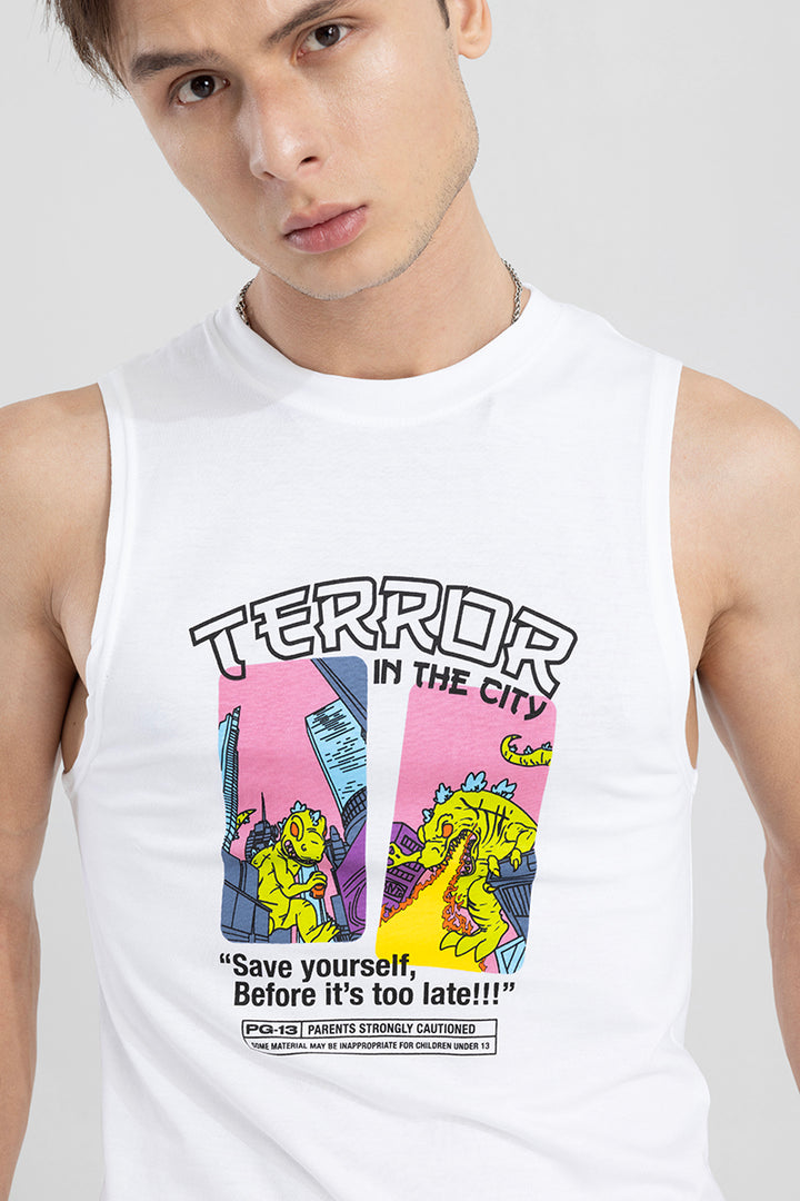 Terror in The City White Sleeveless T-Shirt
