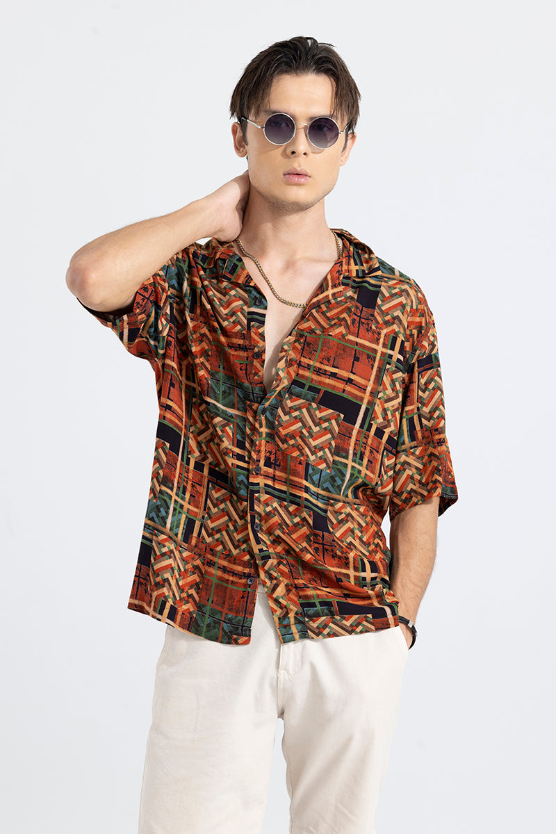 Buy Men's Abstract Whimsy Blue Oversized Shirt Online | SNITCH