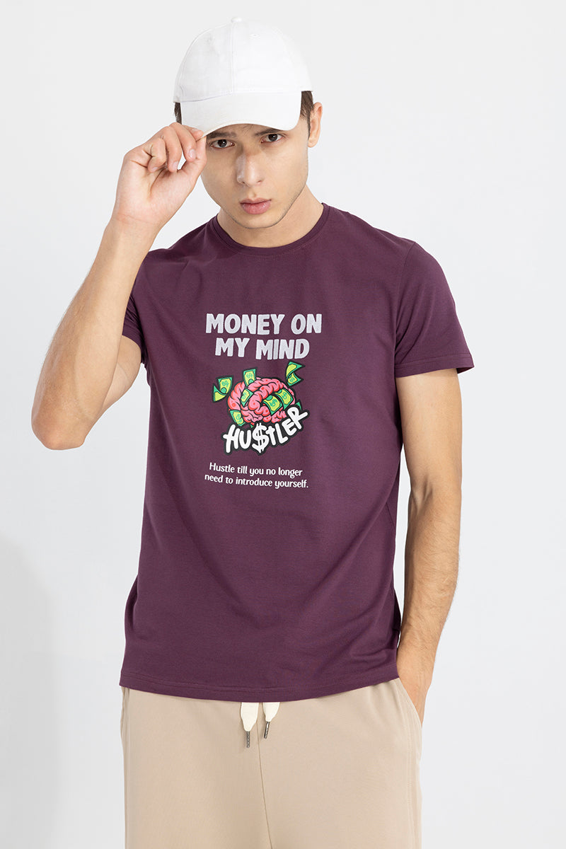 Money on My Mind Burgundy T-Shirt