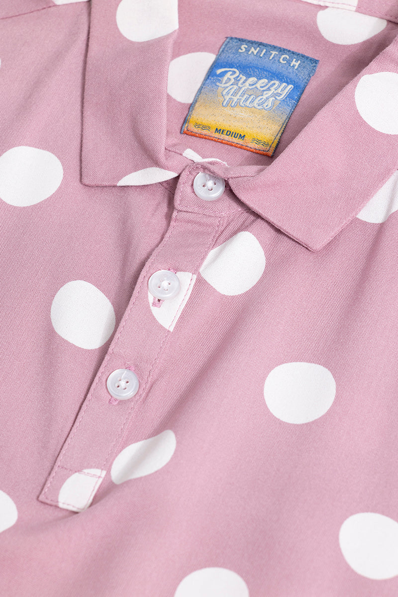 Buy Men's Polka Dotted Pink Polo T-Shirt Online | SNITCH