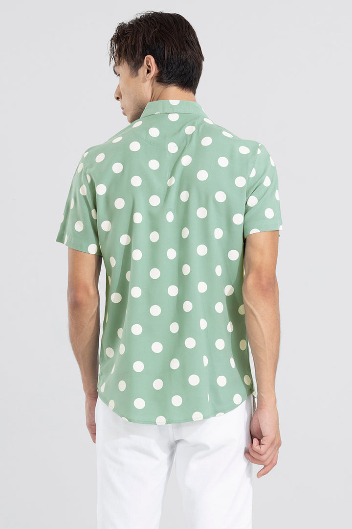 Polka Dotted Green Polo T-Shirt