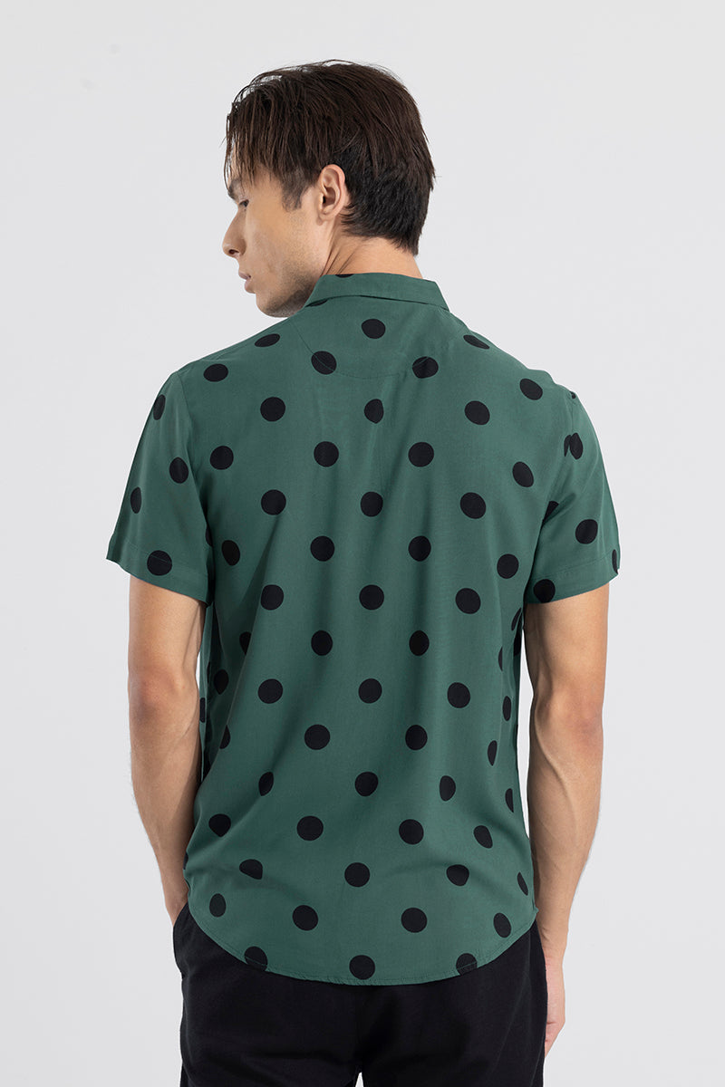 Polka Dotted Dark Green Polo T-Shirt