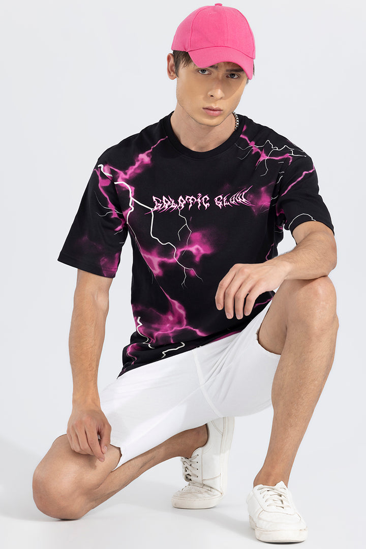 Galactic glow Black Oversized T-Shirt