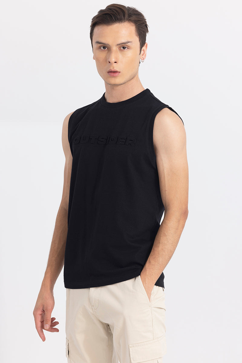 Outsider Black Sleeveless T-Shirt