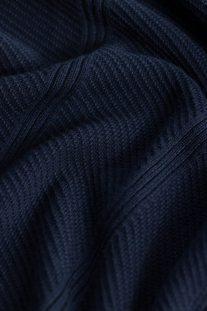 Coulter Knitted Navy Polo T-Shirt