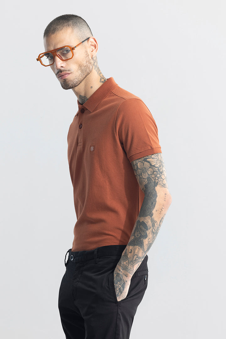 Incise Logo Rustic Orange Polo T-Shirt