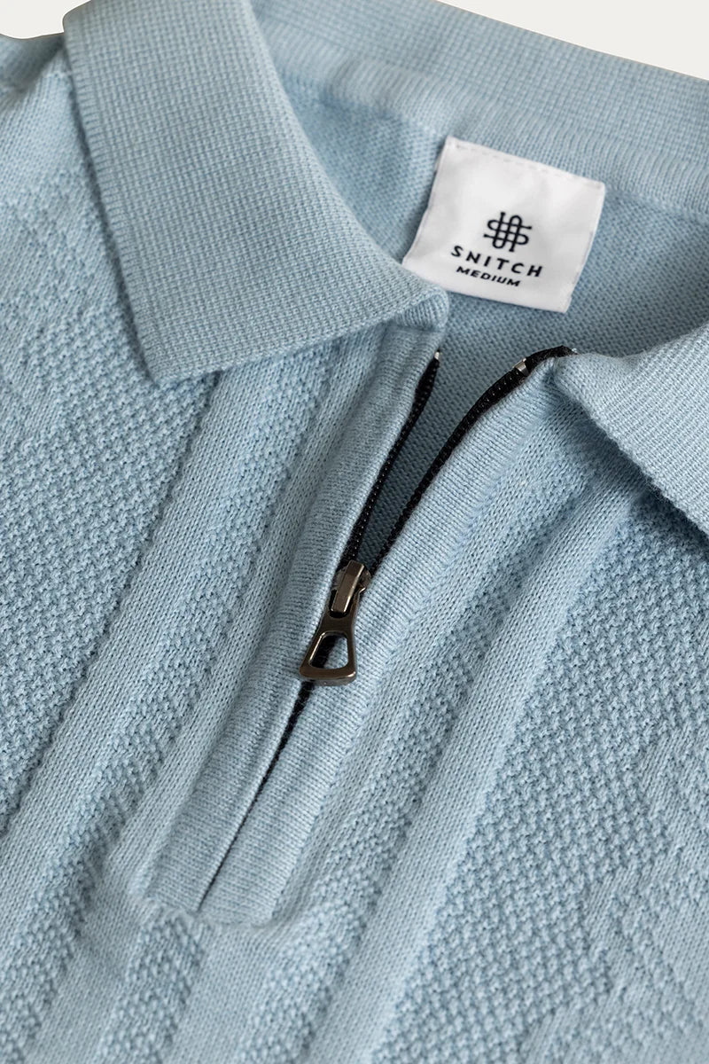 Buy Men's Alpine Knitted Blue Polo T-Shirt Online | SNITCH