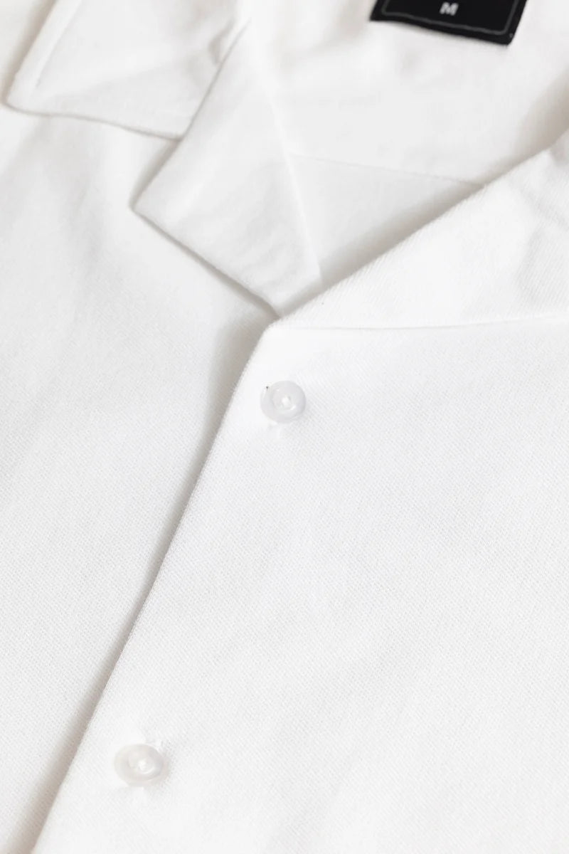 Basic Knitted White Oversized Shirt