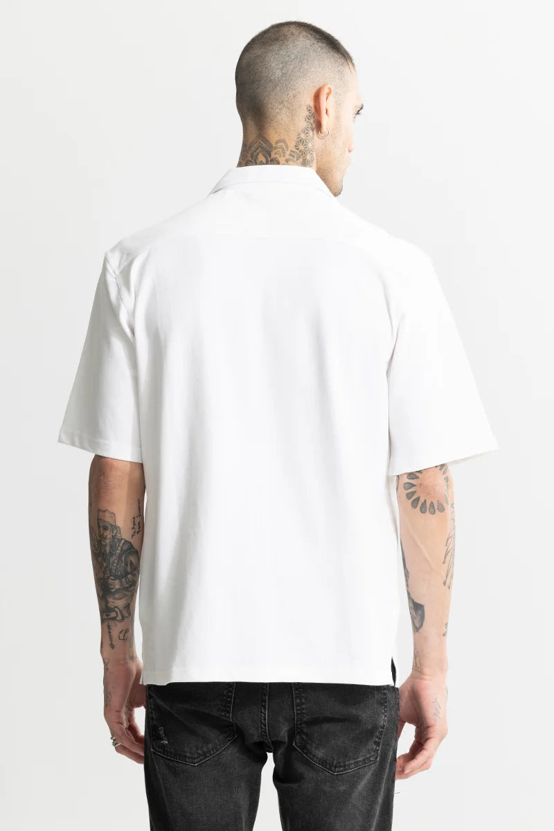 Basic Knitted White Oversized Shirt