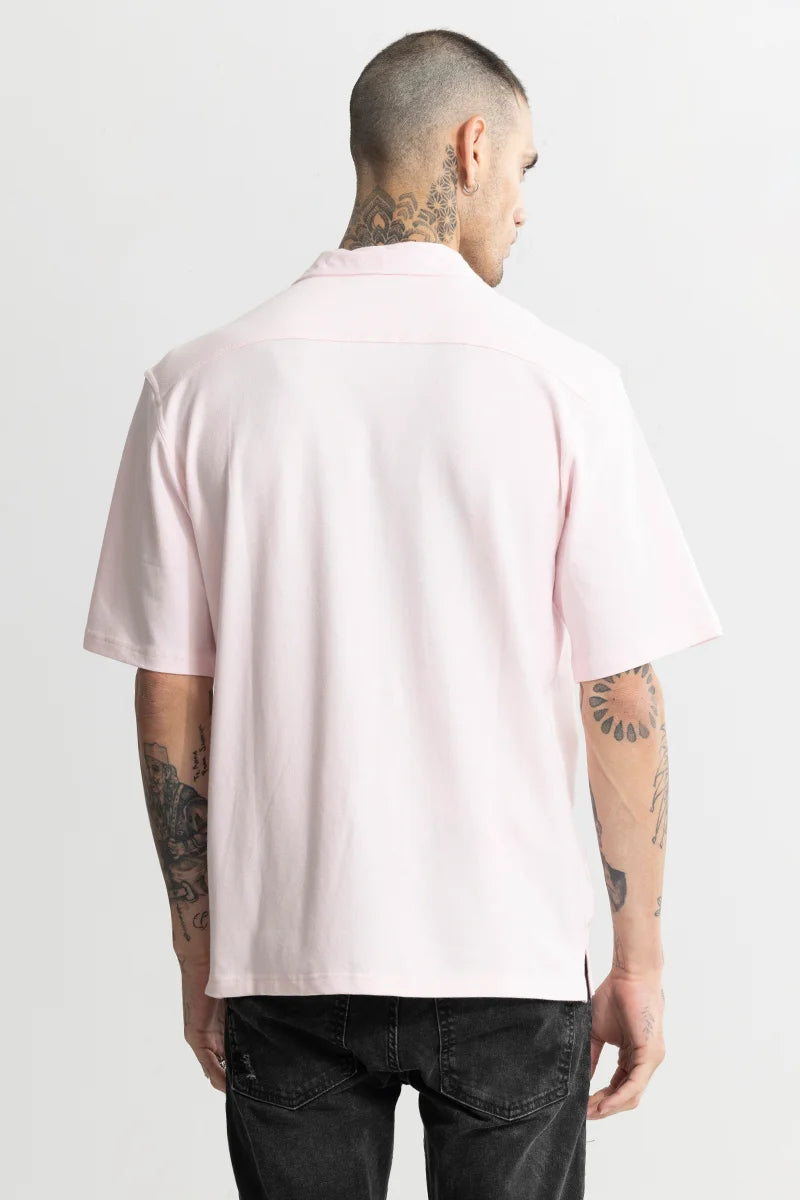 Basic Knitted Light Pink Oversized Shirt