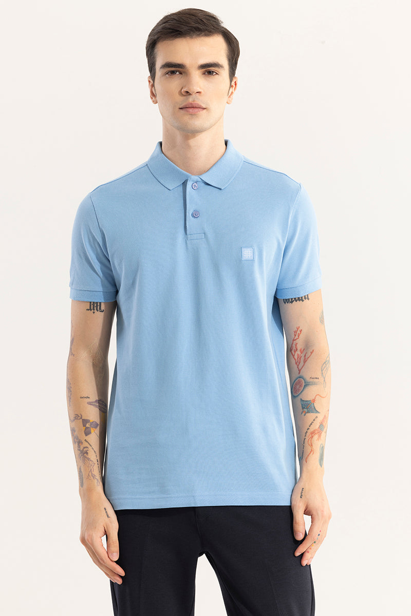 Incise Logo Sky Blue Polo T-Shirt
