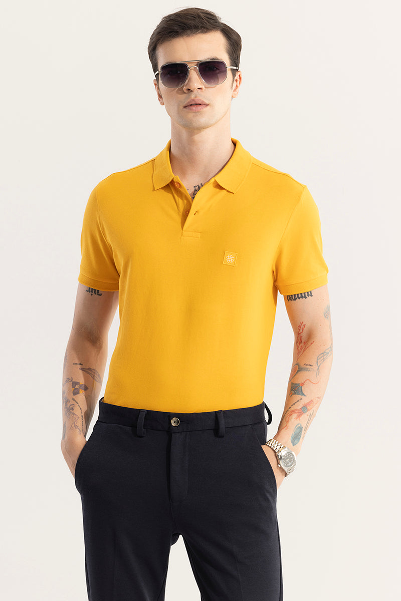 Incise Logo Yellow Polo T-Shirt