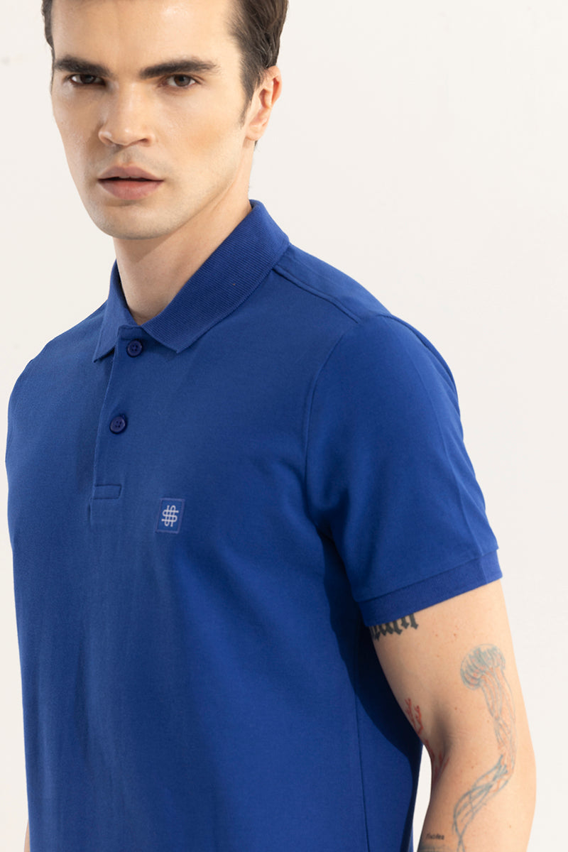Deep royal blue polo shirt sale