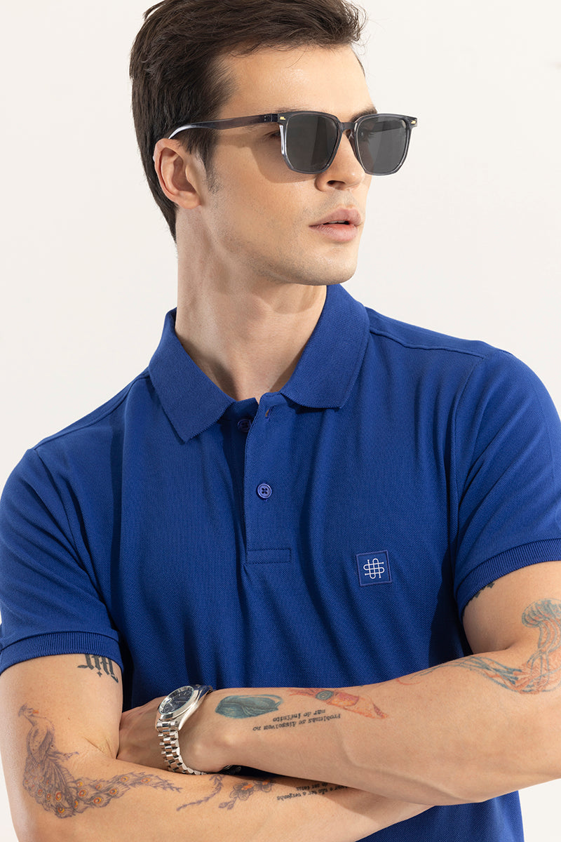 Incise Logo Royal Blue Polo T-Shirt