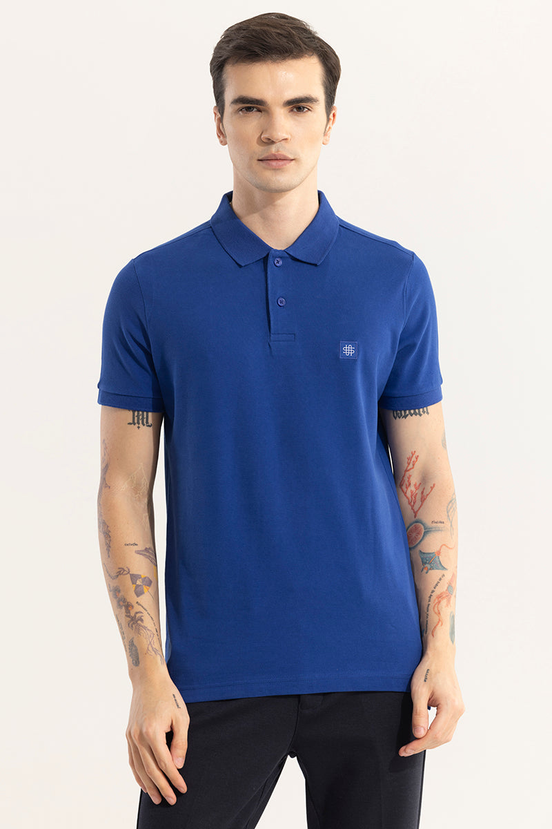 Incise Logo Royal Blue Polo T-Shirt