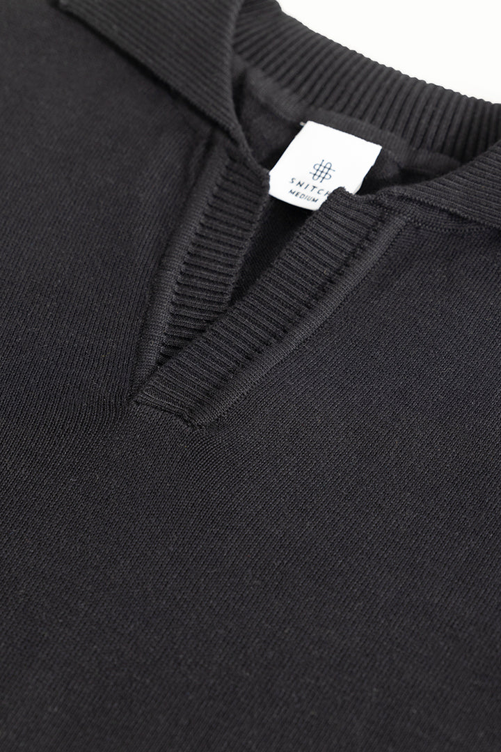 EliteEdge Black Full Sleeve Polo
