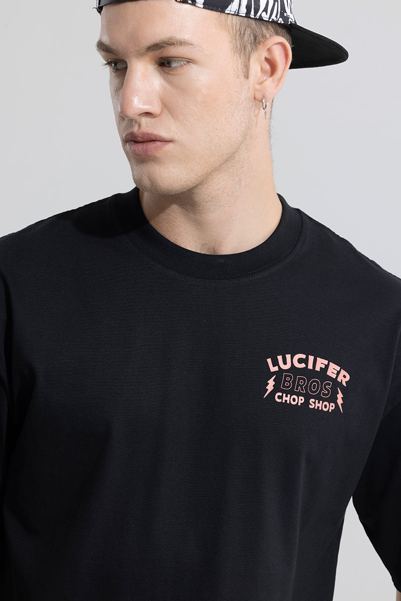 Buy Men s Lucifer Bros Black Oversized T Shirt Online SNITCH