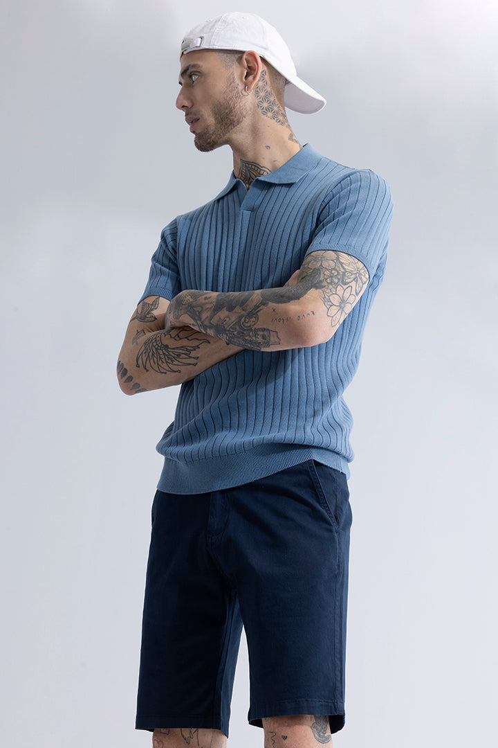 Sleek Striped Blue Polo T-Shirt
