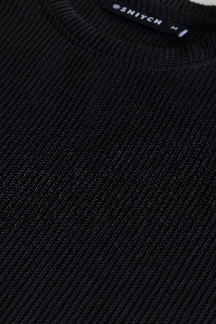 Waffle Texture Black T-Shirt