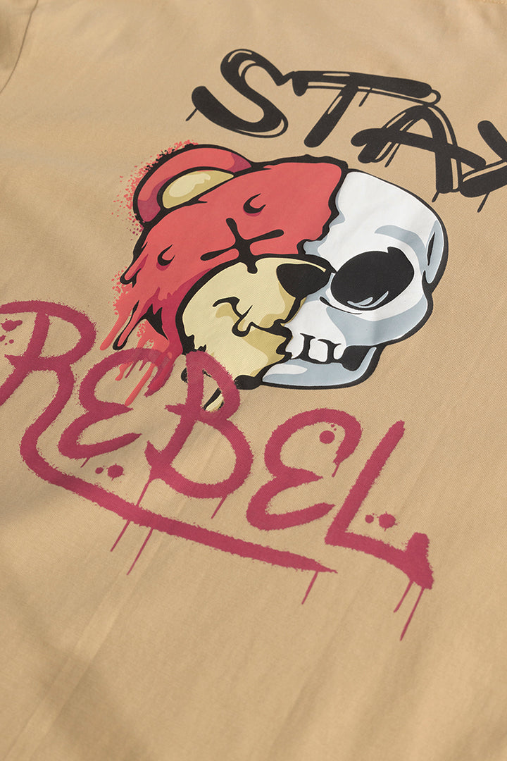 Stay Rebel Cream Oversized T-Shirt