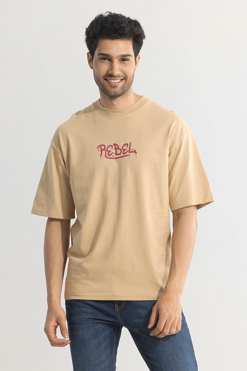 Stay Rebel Cream Oversized T-Shirt
