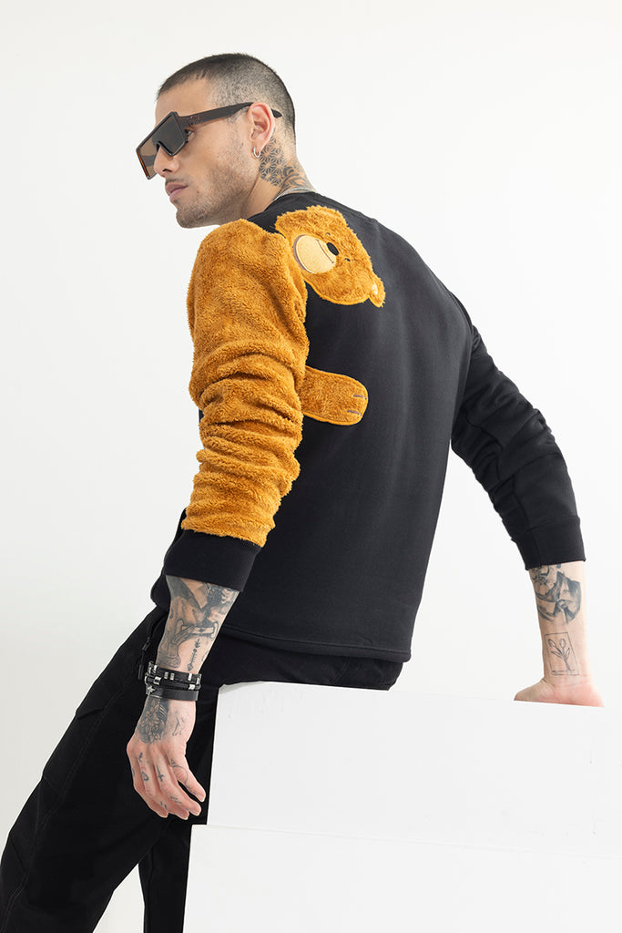Buy Men s Fuzzy Black Sweatshirt Online SNITCH