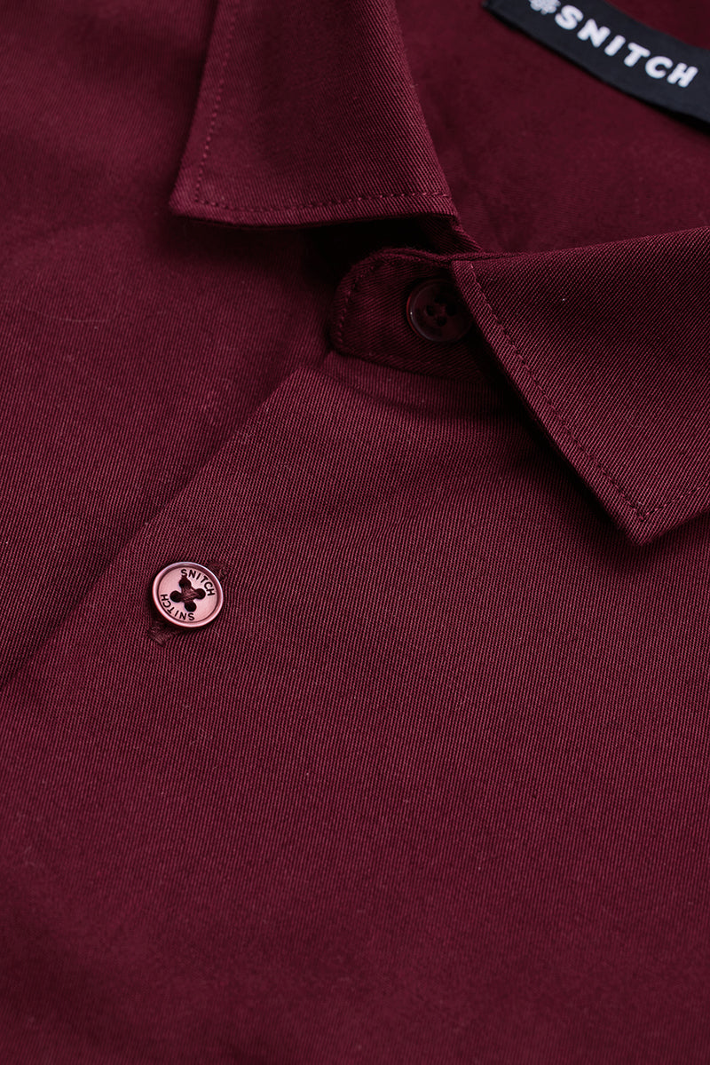 Men's Maroon Solid Slim Fit Shirt main image 1