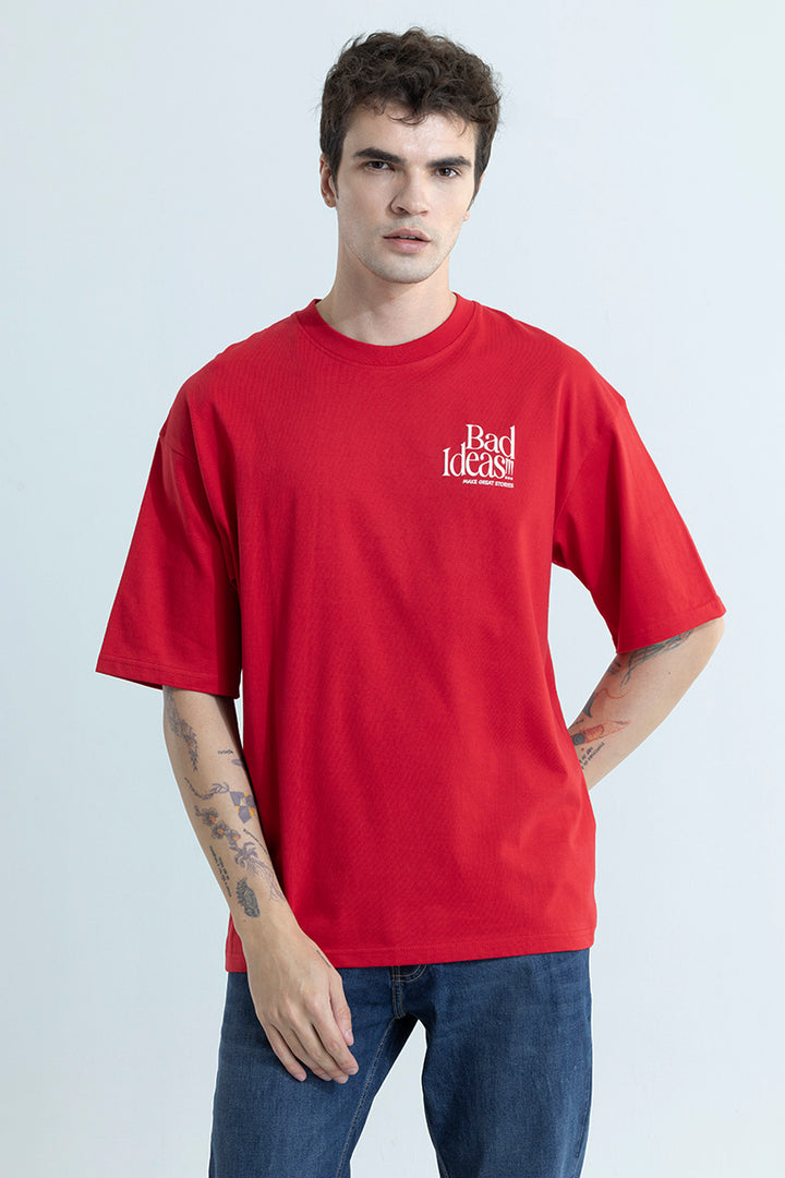 Bad Ideas Red Oversized T-Shirt