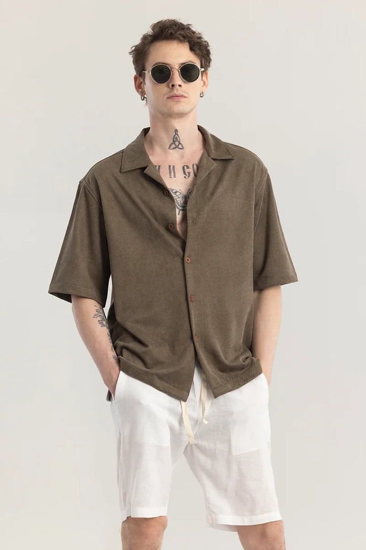 Chilluxe Brown Oversized Shirt