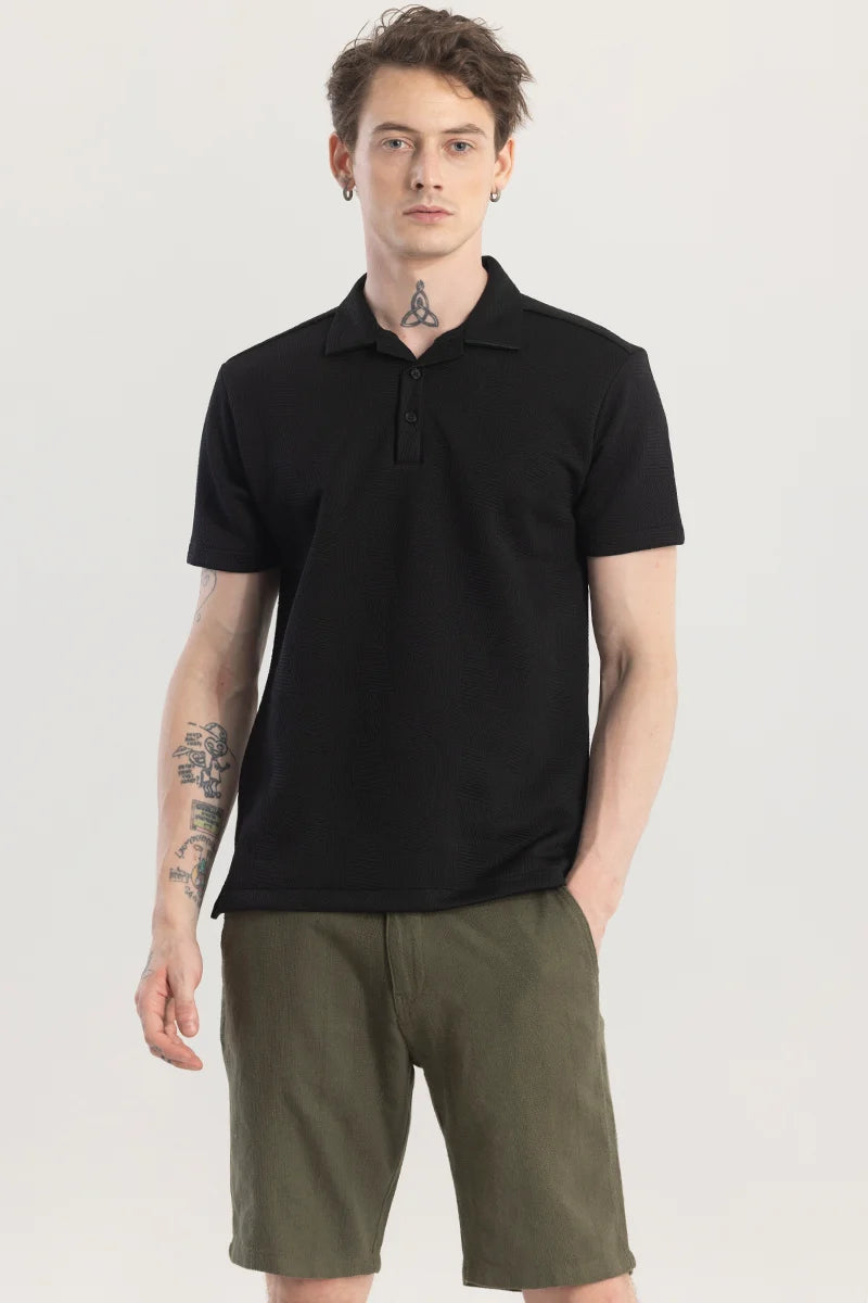 GeoCubique Black Polo T-Shirt