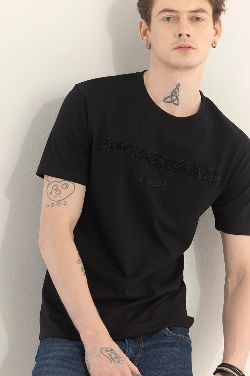 Black Subtle Stylusion Printed T-Shirt