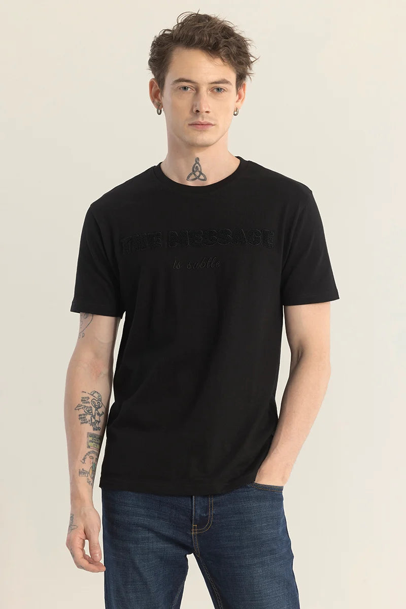 Black Subtle Stylusion Printed T-Shirt